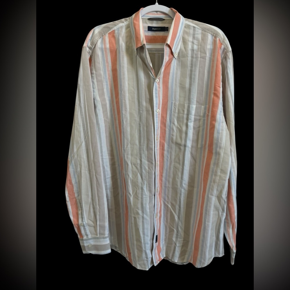 Ermenegildo Zegna Zegna Sport XL Striped Cotton Button Down Shirt